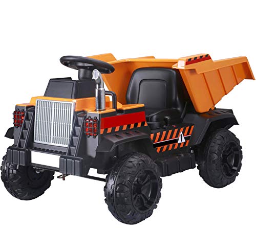Outdoortoys Children’s Electric 12V Ride On Dumper Truck with Tipper and Remote - Dark Yellow/Orange