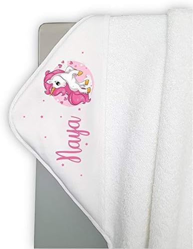 Personalised Bath Towel for Babies and Children, with Name, 100% Cotton, 80 x 80 cm (Star Unicorn) - 2