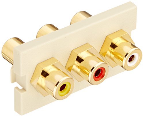 Hubbell IM3RF1EI Módulo iSTATION com 3 RCA Feed Through, 1 unidade, marfim elétrico