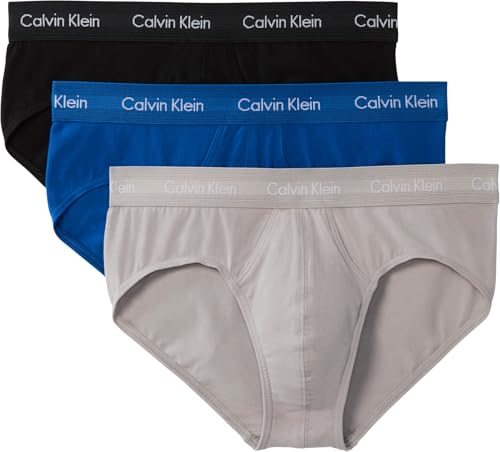 Calvin Klein Men Hip Brief 3pk PINK (CLASSIC BLUE/PORPOISE/BLACK) L