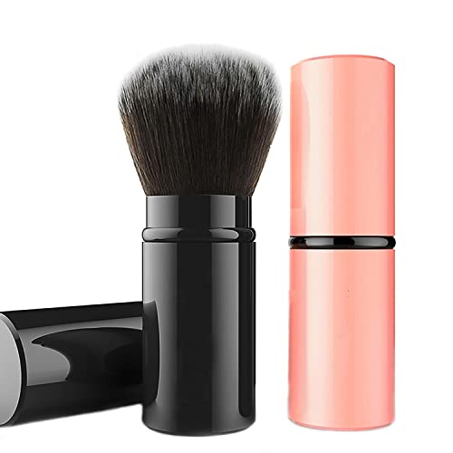 Falliny 2 Pack Retractable Kabuki Makeup Brush, Travel Face Blush Brush, Portable Powder Foundation Brush With Cover For Blush, Sunscreen, Bronzer, Buffing, Highlighter Flawless Powder Cosmetics #TOP5