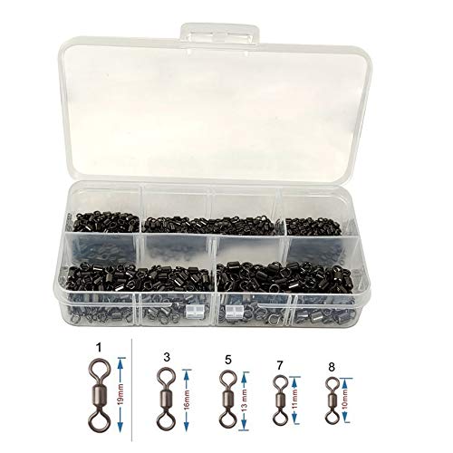 Eupheng 250Pcs Micro Swivels Perfect Tippet Connection All Fishing Easy Tippet Change, Extend Life Of Lines Kit #1, 3, 5, 7, 8 For 31Lb-104Lb Freshwater Fishing Fly Fishing Saltwater Fishing #TOP1