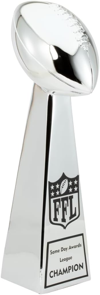 Chrome Fantasy Football Trophy with Free Engraving for League Champions Season Winners Dynasty Leagues Fantasy Football Championship Award