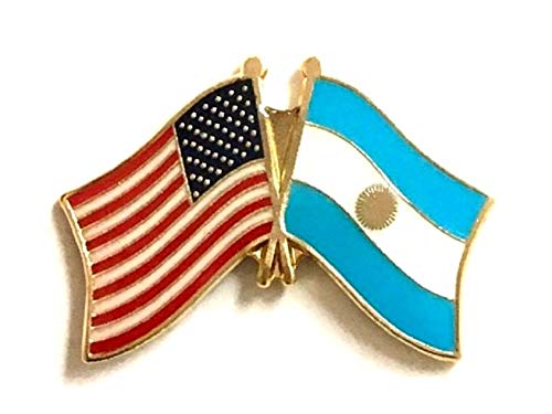 Argentina & USA Friendship Flag Lapel Pin, Crossed Emblem Badge