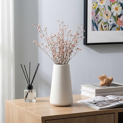 Jarrón de cerámica blanco de 4,5 x 14,3 cm minimalista para mesa de comedor 7