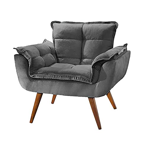 Poltrona Decorativa para Sala de Estar Opala Platinum Decor Grafite