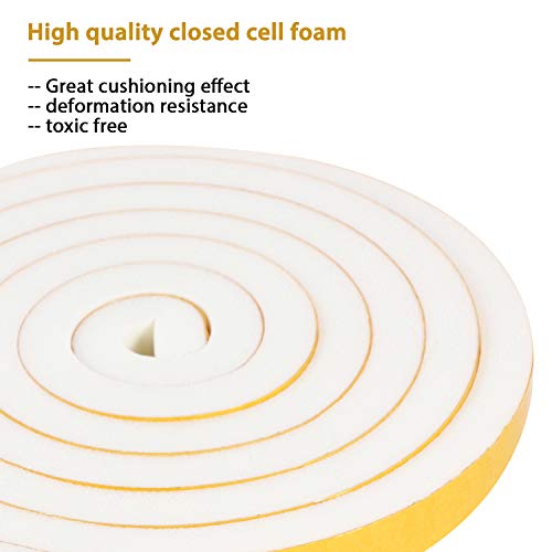 Futuwi Door Weather Stripping-3 Rolls, 1/2 Inch Wide X 1/2 Inch Thick Total 20 Feet Long, Foam Seal Tape For Window Insulation(6.5Ft X 3 Rolls) #TOP3
