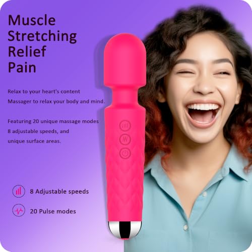 Image of SANJIANKE Vibrator Wand Sex Toys,Clit Stimulator Vibrators,Vibrator for Woman,Wand Massager Sex Toy,20 Patterns,8 Speeds of Pleasure,Quiet Adult Sex Toys,Waterproof, for Women Gifts (Rose Red)