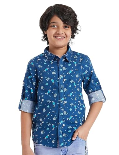 Image of Amazon Brand - Jam & Honey Boys Boys 100% Cotton Printed Full Sleeves Shirt | Age 2-12 Years