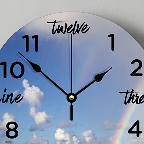 Horloge murale silencieuse sans tic-tac plage arc-en-ciel à piles 38 cm - 5