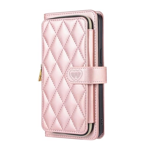 Étui iPhone 8 anti-perte avec dragonne et portefeuille rose
