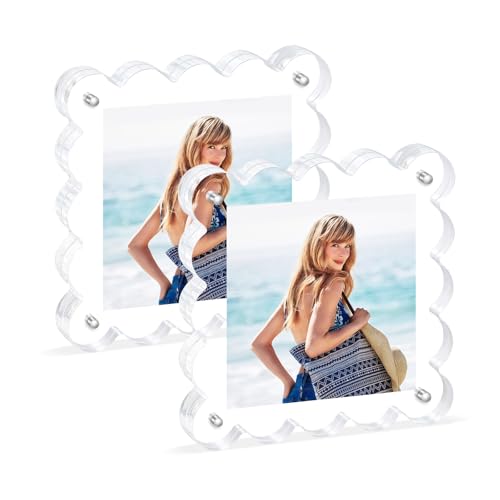 Novacrylion Acrylic Magnetic Picture Frames 4x4-2pack Square Photo Frame