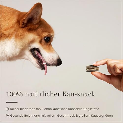 Dog Time Tiernahrung Pansen 500g getrocknet I Gesunder Kausnack aus 100% Rind für Hunde I Hundeleckerli ohne Zucker & Zusatzstoffe