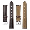 BISONSTRAP Retro Leather Watch Straps for Men, Oil Waxed Calfskin Replacement Band, Quick Release, 20mm, Coffee Brown (Silver Buckle) #2
