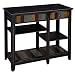 VASAGLE Microwave Cart with Drawer, Kitchen Baker's Rack with Colorful Storage Shelf, Microwave Oven Stand, Solid Wood Legs, Rustic Style, Country Brown for Living Room Kitchen UKKC03GL