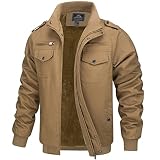TACVASEN Herren Militär Übergangsjacke Baumwolle Cargojacke Freizeitjacke Winddicht Stekragen Jacket für Outdoor, Khaki