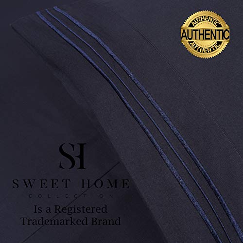 1500 Supreme Collection Full Sheet Sets Navy Blue - Luxury Hotel Bed Sheets And Pillowcase Set For Full Mattress - Extra Soft, Elastic Corner Straps, Deep Pocket Sheets, Full Navy Blue #TOP3