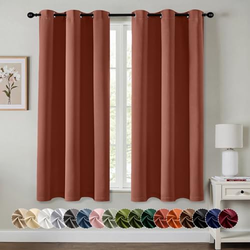 Image of MIULEE Blackout Curtains for Bedroom Living Room 2 Panels, Thermal Insulated Room Darkening Drapes Grommet Noise Reducing Light Blocking Window Treatments 45 Inches Long 40x45 Inch Terracotta