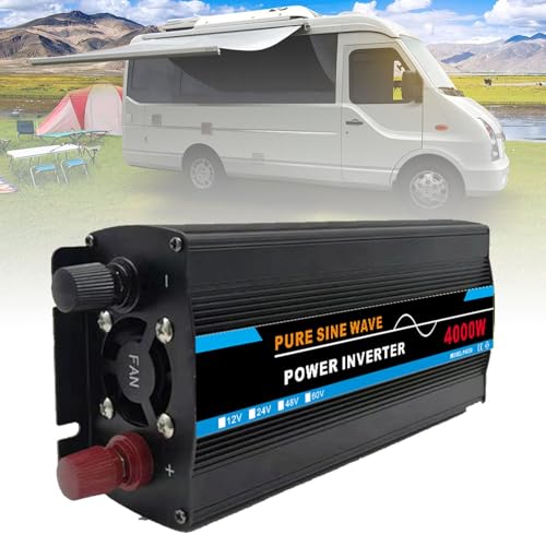 Generico Inverter A Onda Sinusoidale Pura da 3000W A 12000W, da CC 12/24/48/60V A CA 220V, Doppio Display Digitale E 1 Presa Universale, Inverter Solare Fuori Rete, per Casa/Esterno(4000W,48V)