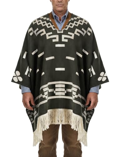 QiSwap Western Cowboy Poncho - Unisex Authentic Mexican Alpaca Wool Poncho for Halloween Cowboy Cosplay & Western Theme Party (Olive Green Large-XLarge)