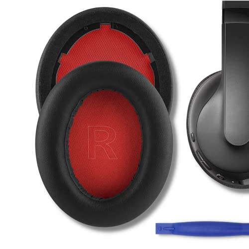 Crysendo Headphone Cushion for Anker Soundcore Life Q10 / Q10 Bluetooth Headphones | Replacement Ear Cushion Foam Cover Ear Pads Soft Cushion | Protein Leather & Memory Foam (Black+Red)