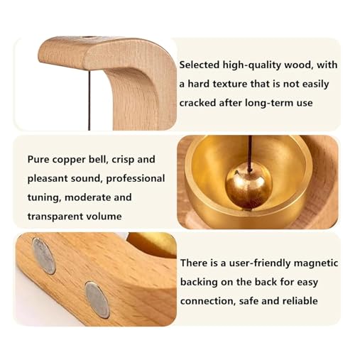 Image of Beech Wooden Wireless Door Bell, Self Adhesive Magnetic Doorbell, Dopamine Entrance Doorbell for Home & Store, No-Wire Decorative Doorbell, Multifunctional Vintage Door Chime | Ideal Gift