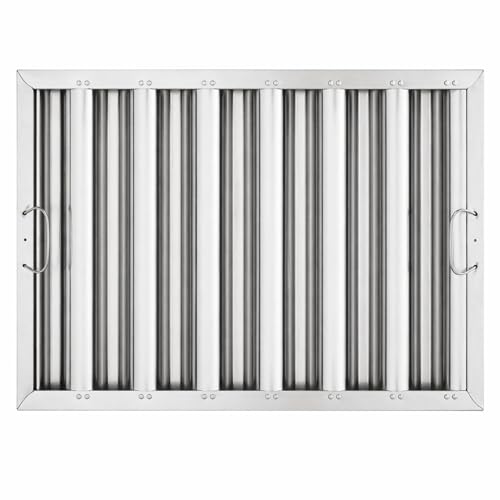 Glownary Commercial Stainless Steel Hood Filter, 16 x 25 x 2 Inch, NSF Listed, Dishwasher Safe, Standard Baffle Type for Kitchen Exhaust