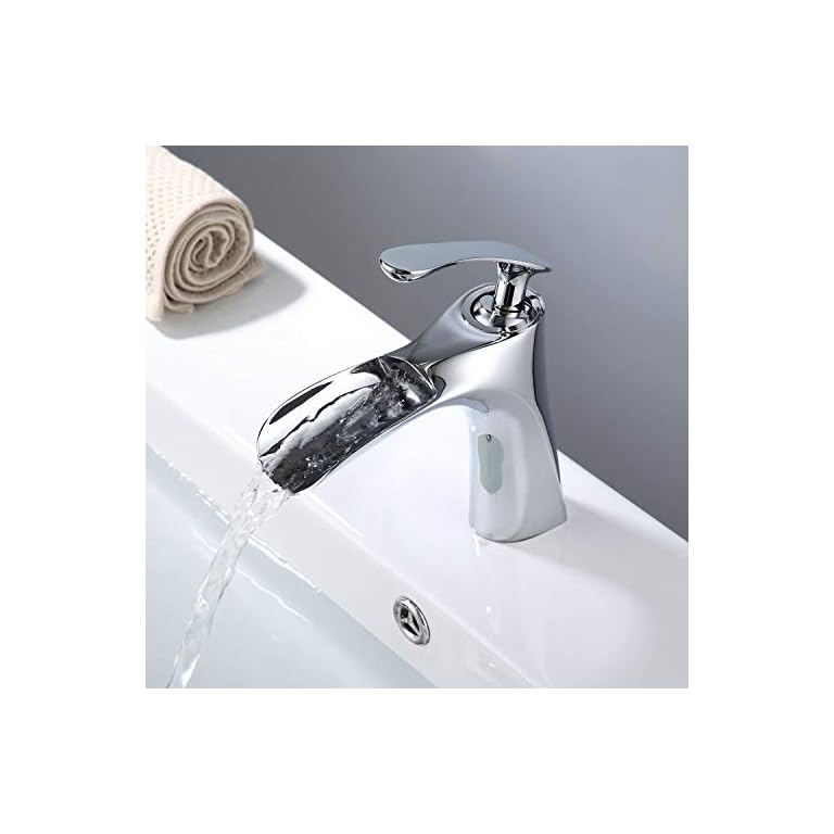 NEWRAIN Cascada Grifos de lavabo,Cromado Grifo de Lavavo Grifo de Baño