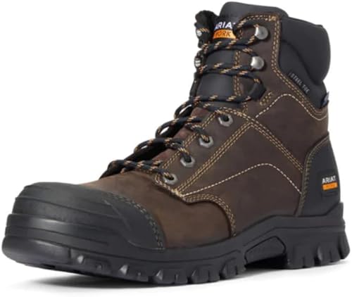 Ariat Botas de trabajo impermeables Treadfast de 6 pulgadas para hombre, Marrón oscuro