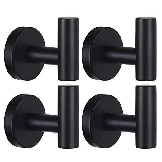 Towel Hooks Bathroom Coat Hook Robe Hook Stainless Steel Heavy Duty Door Hanger Towel Robe Clothes Cabinet Closet Sponges Wall Hook for Bathroom Bedroom Kitchen Hotel Pool 4 Packs Matte Black