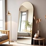 Otlsh Arched Floor Mirror, 58'18' Full Length Mirror with Stand, Freestanding, Aluminum Frame - Gold