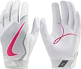 Nike Youth Vapor Jet 4.0 2017 BCA Receiver Gloves (White/Pink, M)