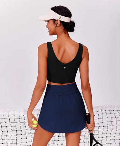 PINSPARK 16" Golf Skirts for Women High Elastic Waisted Skort 2 Pockets - Image 4