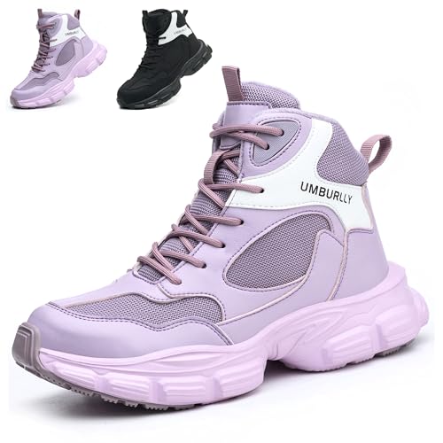 Ayqyc Botas de Seguridad de Invierno Botas be Trabajo para Mujeres Ligeras Antideslizante Zapatos de Seguridad con Forro Cálido Punteras de Acero Rosa 36 EU