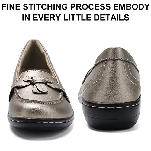 Image of Maichal Loafers for Women Slip On Comfort Leather Tassel Dress Shoes