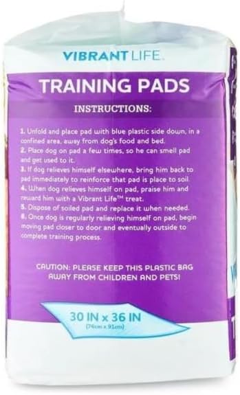 Vibrant Life Training Pads, Dog & Puppy Pads, XXL, 30 x 36 in, 40 Count, White, VIB-7635
