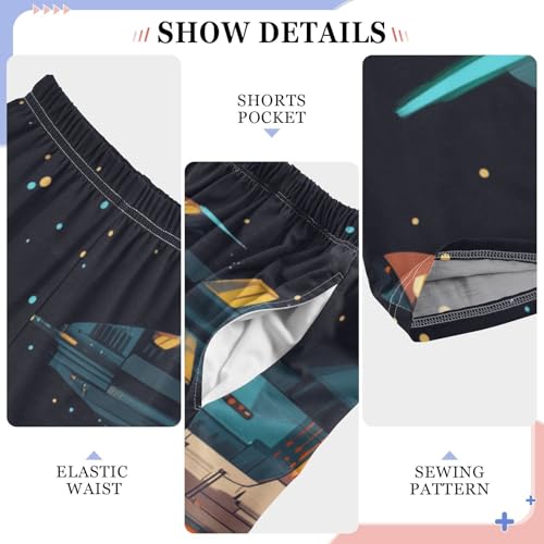 ZZXXB Cute Spaceship Boys Long Pants Soft Trousers Elastic Waist Kids Lounge Bottoms with Pockets S-XL4