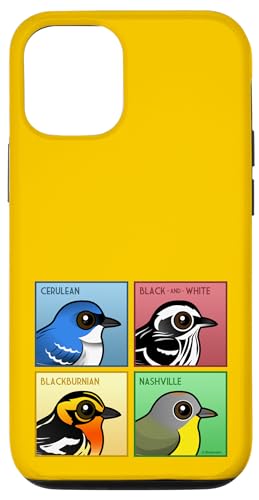 iPhone 15 Four Color Warblers Cute Cartoon Songbirds by Birdorable Case