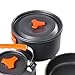kowaku 3 Piece Cooking Set for Camping with Carry Bag for 2-3 People, Includes Pot, Frying Pan, Kettle, Orange