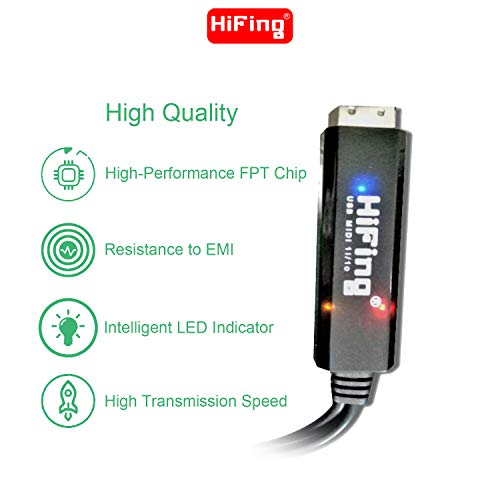 Hifing Midi To Usb Midi Cable Adaptor Recording Controller/Synthesizer/Midisport/Maudio/Patchbay/Piano/Drum/Effectors To Pc/Mac/Laptop/For Xp/Vista/Win7/Win8/Win10/Mac Ios,16 Channel 2M(6.5Ft) #TOP3