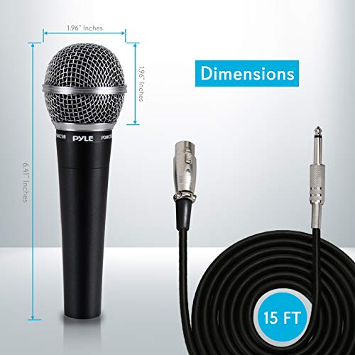 Pyle-Pro Includes 15Ft Xlr Cable To 1/4'' Audio Connection, Connector, Black, 10.10In. X 5.00In. X 3.30In. (Pdmic58) & Amazon Basics Xlr Male To Female Microphone Cable - 25 Feet, Black #TOP2