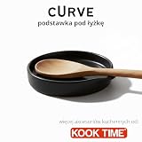 KOOK TIME CURVE łyżki do serwowania | Wielofunkcyjna ceramiczna taca kuchenna | Idealna jako stojak na łyżki, talerz na przekąski, chleb lub sosy | 15,5 x 14 x 2,5 cm | matowa czerń