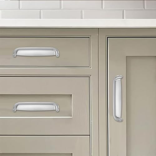 khtumeware 10 Pack 7"(178mm) Hole Center Retro Drawer Pulls Brushed Satin Nickel Cabinet Bin Cup Pulls Bathroom Hardware Cabinet Handles Drawer Handles Knobs by khtumeware - Used condition - Image 5