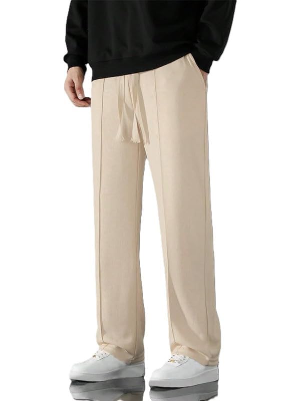 S2S FASHION Men’s Loose Straight Leg Trousers Beige - Image 1