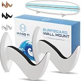 Hang 11 Soporte de Pared para Tabla de Surf, Colgador de Pared para Tabla de Surf, Hermoso Estante de Madera sostenible, Mostrar tu Tabla (Blanco)