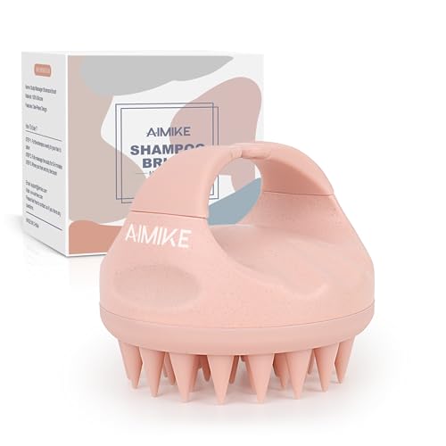 AIMIKE Masajeador Cuero Cabelludo, Cepillo Pelo de Silicona para Champú y Masaje Cabeza, Limpieza Profunda y Exfoliación Suave, Estimula el Crecimiento del Cabello, [Húmedo y Seco], Rosa