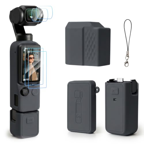 TYUANDOUER DJI Osmo Pocket 4�p�P�[�X�A�����K���X�X�N���[���v���e�N�^�[�t���\�t�g�V���R���ی�P�[�X�A�����Y�v���e�N�^�[�A���h�~�X�����t�B�b�g�J�o�[�A�N�Z�T���[ Osmo Pocket 4�p - �`���R�[���O���[