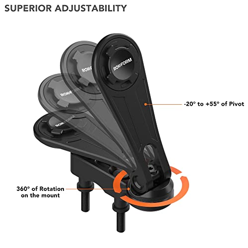 Rokform - Motorcycle Cell Phone Perch Mount, Fits Most Harley's, Metrics, and Indian Cruisers, Secures Phone Via Quad Tab Twist Lock Mount and Built-In Magnet Mount (Black) - Thumbnail 5