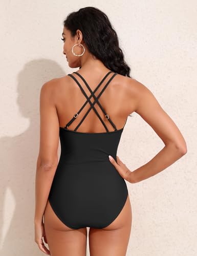 Firpearl Underwire One Piece Swimsuits for Women Sexy Cutout Monokini Ruched Tummy Control Bathing Suits Cross Back Swimwear4