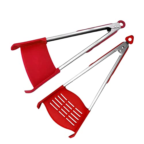 Spatula Tongs, 2 in 1 Spatula and Tongs, Simply Flip, Simply Flip Spatula and Tongs,Clever Spatula Tongs Safe Grabs Food,Kitchen Cooking Tools Christmas Gifts (Red+Red)